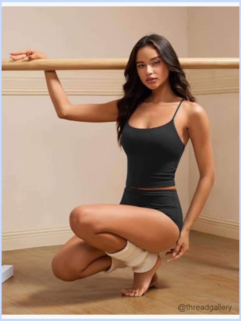 Low Scoop Neck Tank Top Built in Bra U Back Criss Cross Strap Sleeveless - Picture 3 of 4